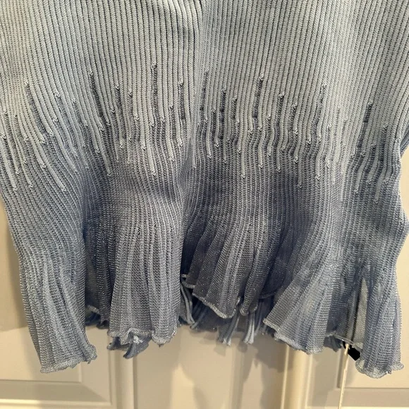 Commense Light Blue Ribbed Ruffle-Trim Tank - Picture 3 of 13